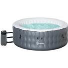 Outsunny Round Hot Tub Inflatable Spa Outdoor Bubble Spa Pool with Pump, Cover, Filter Cartridges, 4 Person, Light Grey