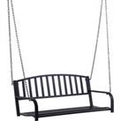 Outsunny Garden Swing Chair Patio Metal 2 Seater Swing Bench Porch Balcony Bench Loveseat Minimalist