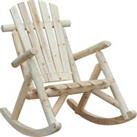 Outsunny Adirondack Chair Cedar Wood Ergonomic Rocking Chair Porch Rocker Garden Traditional - Burly