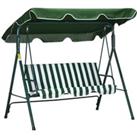 Outsunny 3 Seater Garden Swing Chair W/ Adjustable Canopy, Garden Swing Seat with Steel Frame, Padde