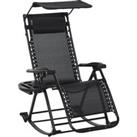 Outsunny Garden Rocking Chair Folding Recliner Outdoor Adjustable Sun Lounger Rocker Zero-Gravity Se