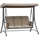 Outsunny 3 Person Outdoor Patio Porch Swing Chair with High Back Design, Side Pouches and Adjustable