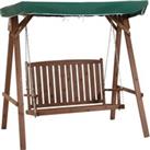 Outsunny Fir Wood 2-Seater Outdoor Garden Swing Chair w/ Canopy Green