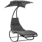 Outsunny Rocking Chaise Lounge with Canopy, Cushioned Bed & Headrest Pillow for Patio Comfort, B