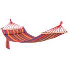 Outsunny Portable Cotton Hammock Swing with Headrest & Side Pocket, Deluxe Soft Sleeping Chair for Beach, Yard, Bedroom, Patio, Porch, 270 x 80 cm