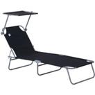 Outsunny Reclining Chair Sun Lounger Folding Lounger Seat with Sun Shade Awning Beach Garden Outdoor