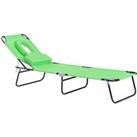 Outsunny Foldable Sun Lounger, Reclining Chair with Pillow and Reading Hole, Garden Beach Outdoor Re