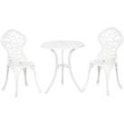 Outsunny 3 Pcs Aluminium Bistro Set Garden Furniture Dining Table Chairs Antique Outdoor Seat Patio 