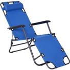 Outsunny 2 in 1 Sun Lounger Folding Reclining Chair Garden Outdoor Camping Adjustable Back with Pill