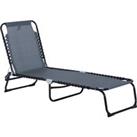 Outsunny Beach Chaise Chair, Folding Sun Lounger, Garden Reclining Cot, Camping Hiking Recliner with