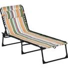 Outsunny Folding Sun Lounger, Multicoloured Beach Chaise Chair, Garden Reclining Cot, 4 Position Adj
