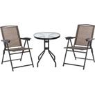Outsunny 3 Piece Patio Furniture Garden Bistro Set Outdoor 2 Folding Chairs 1 Tempered Glass Table A