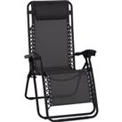 Outsunny Zero Gravity Chair, Metal Frame Outdoor Folding & Reclining Sun Lounger with Head Pillo