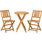 Outsunny 3 Piece Folding Bistro Set, Wooden Garden Table and Chairs for Outdoor, Patio, Yard, Porch,