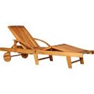 Outsunny Outdoor Garden Patio Wooden Sun Lounger Foldable Recliner Deck Chair Day Bed Furniture with