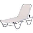 Outsunny Garden Lounger Relaxer Recliner w/ 5-Position Adjustable Backrest Lightweight Frame for Pool or Sun Bathing Cream, 84B-386CW-White White