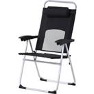 Outsunny Outdoor Garden Folding Chair Patio Armchair 3-Position Adjustable Recliner Reclining Seat with Pillow - Black