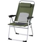 Outsunny Outdoor Garden Folding Chair Patio Armchair 3-Position Adjustable Recliner Reclining Seat with Pillow - Green Aosom UK