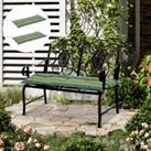 Outsunny Rattan Furniture Cushion Pad Set, Polyester Green Stripes Seat Cushions for Patio Conversat