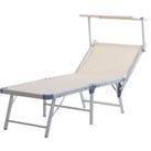 Outsunny Garden Sun Lounger Texteline Chaise Lounge Reclining Chair with Canopy Adjustable Backrest 