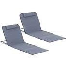 Outsunny Set of 2 Foldable Garden Beach Chair Mat Lightweight Outdoor Sun Lounger Seats Adjustable B