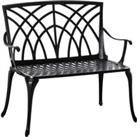 Outsunny 2-Seater Aluminium Garden Bench Loveseat Outdoor Furniture w/ Decorative Backrest & Erg