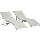 Outsunny Set of 2 S-shaped Foldable Lounge Chair Sun Lounger Reclining Outdoor Chair for Patio Beach