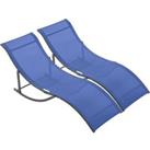 Outsunny Set of 2 S-shaped Foldable Lounge Chair Sun Lounger Reclining Outdoor Chair for Patio Beach