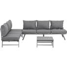 Outsunny 3 Pcs Garden Seating Set w/ Convertible Sofa Lounge Table Padded Cushions Outdoor Patio Fur