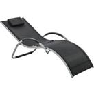 Outsunny Ergonomic Lounger Chair Portable Armchair with Removable Headrest Pillow for Garden Patio O