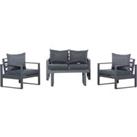 Outsunny 4 Piece Aluminium Garden Sofa Set with Coffee Table, Outdoor Furniture Set with Padded Cush