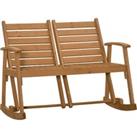 Outsunny Wooden Garden Rocking Bench with Adjustable Backrests, 2-Seater Rustic Rocking Chair Lovese