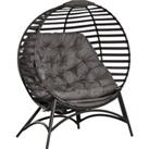 Outsunny 2 Seater Egg Chair with Soft Cushion, Steel Frame and Side Pocket, Garden Patio Basket Chair for Indoor, Outdoor, Brown