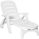 Outsunny Outdoor Folding Plastic Chaise Lounge Chair on Wheels, Patio Sun Lounger Recliner & 5-P
