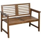 Outsunny Wooden Garden Bench, 2-Seater Outdoor Patio Loveseat, with Backrest and Armrest, Yard Lawn 