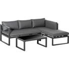 Outsunny 3-Seater L-shape Garden Corner Sofa Set with Padded Cushions, Outdoor Conversation Furnitur