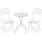 Outsunny Bistro Set for 2, Metal Folding Chairs with Round Table, White, Ideal for Balcony & Out