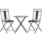 Outsunny 3-Piece Bistro Set, Patio Garden Furniture with Mosaic Table and 2 Foldable Armless Chairs,