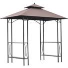 Outsunny 2.5 x 1.5m BBQ Tent Canopy Patio Outdoor Awning Gazebo Party Sun Shelter - Coffee