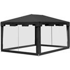 Outsunny 4 x 3 m Party Tent Wedding Gazebo Outdoor Waterproof PE Canopy Shade with Panel