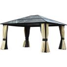 Outsunny 4 x 3.6(m) Hardtop Gazebo Canopy with Polycarbonate Roof and Aluminium Frame, Garden Pavili