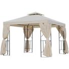 Outsunny 3 x 3 m Garden Metal Gazebo Marquee Patio Wedding Party Tent Canopy Shelter with Pavilion Sidewalls (Beige)