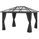 Outsunny 3 x 3.6m Hardtop Gazebo with UV Resistant Polycarbonate Roof and Aluminium Frame, Garden Pa