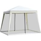 Outsunny 3x3m Outdoor Gazebo Tent W/Mesh Screen Walls-Cream white