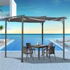 Outsunny 3x3 (m) Metal Pergola Gazebo Awning Retractable Canopy Outdoor Garden Sun Shade Shelter Mar