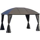 Outsunny 4 x 3(m) Patio Aluminium Gazebo Hardtop Metal Roof Canopy Party Tent Garden Outdoor Shelter