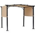Outsunny Outdoor Retractable Pergola Garden Gazebo with Two Adjustable Side Canopy Overhead Sun Shad