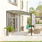 Outsunny 3 x 2.5 m Metal Pergola Wall Mounted Gazebo Door Canopy for Party Garden Sunshade with Extended Shelter, Cream White