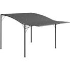 Outsunny 3 x 2.5m Patio Metal Gazebo Door Window Awning Wall Mount Metal Outdoor Shelter Charcoal Gr