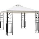 Outsunny 3 x 3m Outdoor Garden Steel Gazebo with 2 Tier Roof, Patio Canopy Marquee Patio Party Tent 